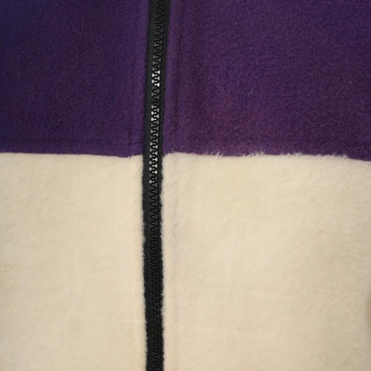 90s Spencer Douglas Colorblock Hooded Jacket Purple Cream Black Wool Blend Extra Large