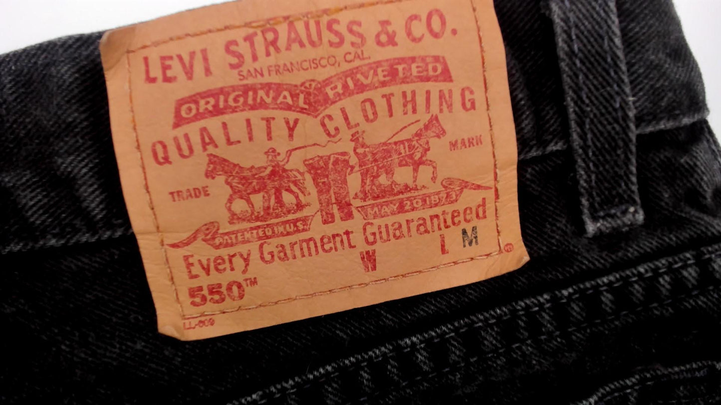 Levi's 550 Black High-Waisted Straight Leg Jeans Y2K Denim Medium