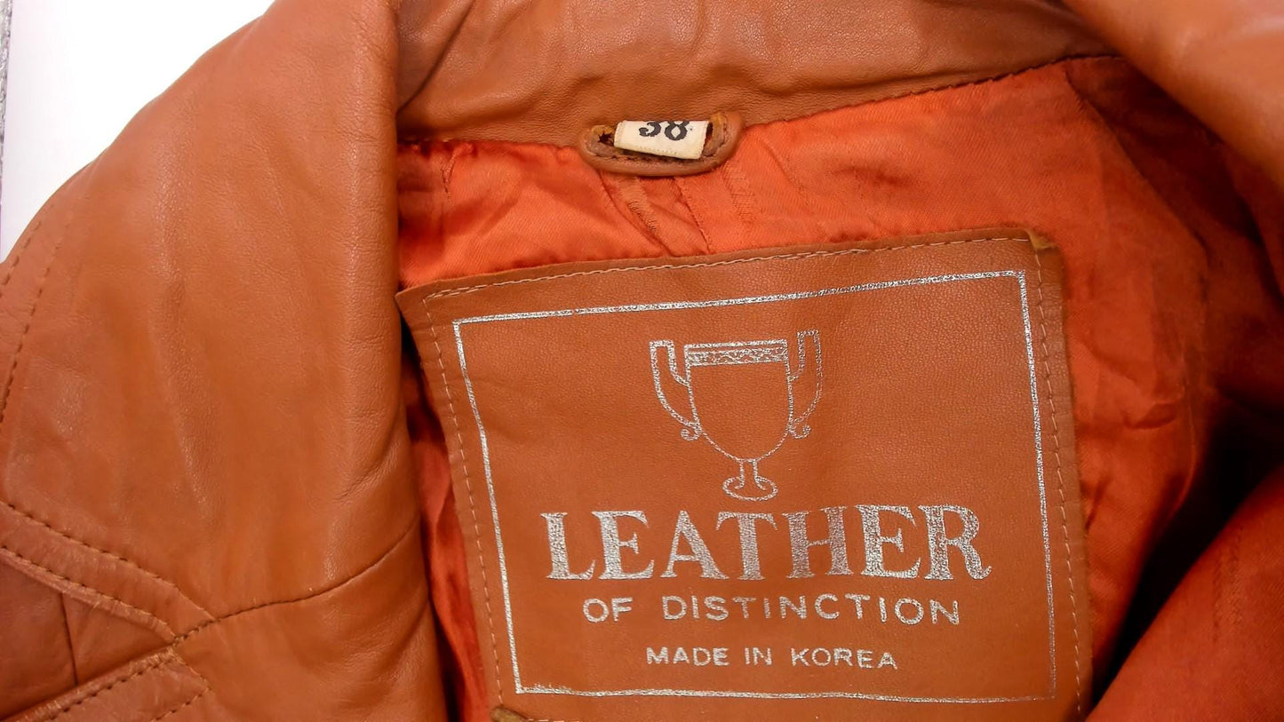 70s Leather of Distinction Tan Leather Blazer Notched Lapel Medium
