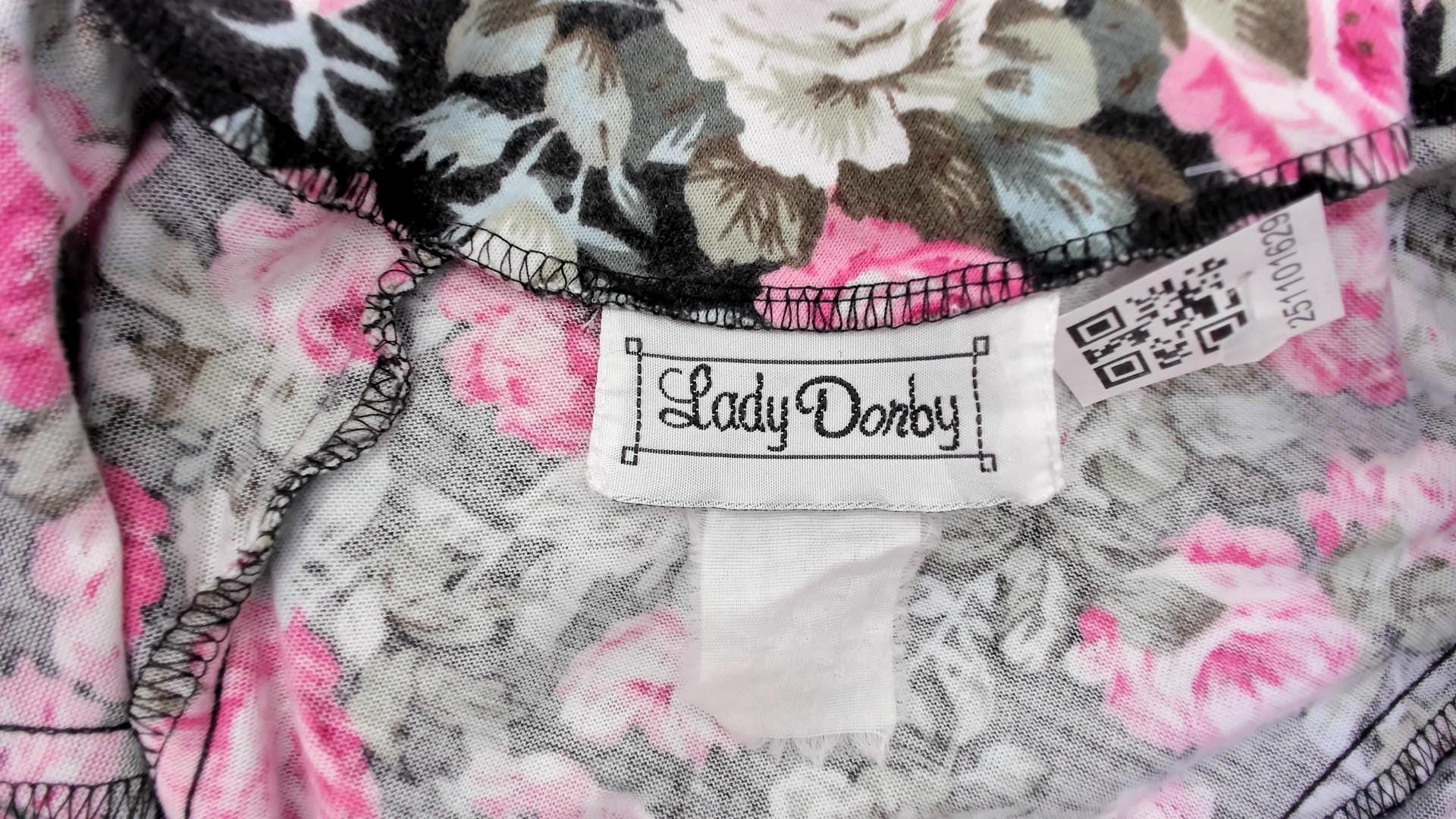90s Lady Dorby Floral Dress Black Pink Rose Print Sleeveless Cutout Large