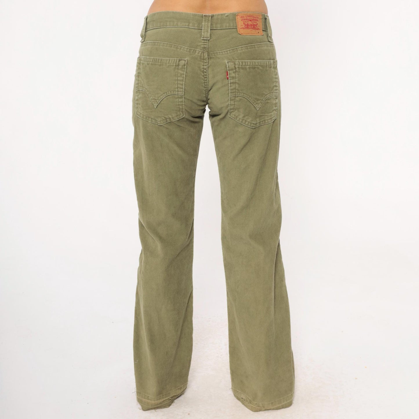Levi's Y2K Olive Green Corduroy Bootcut Pants Low Rise Flare Leg XS