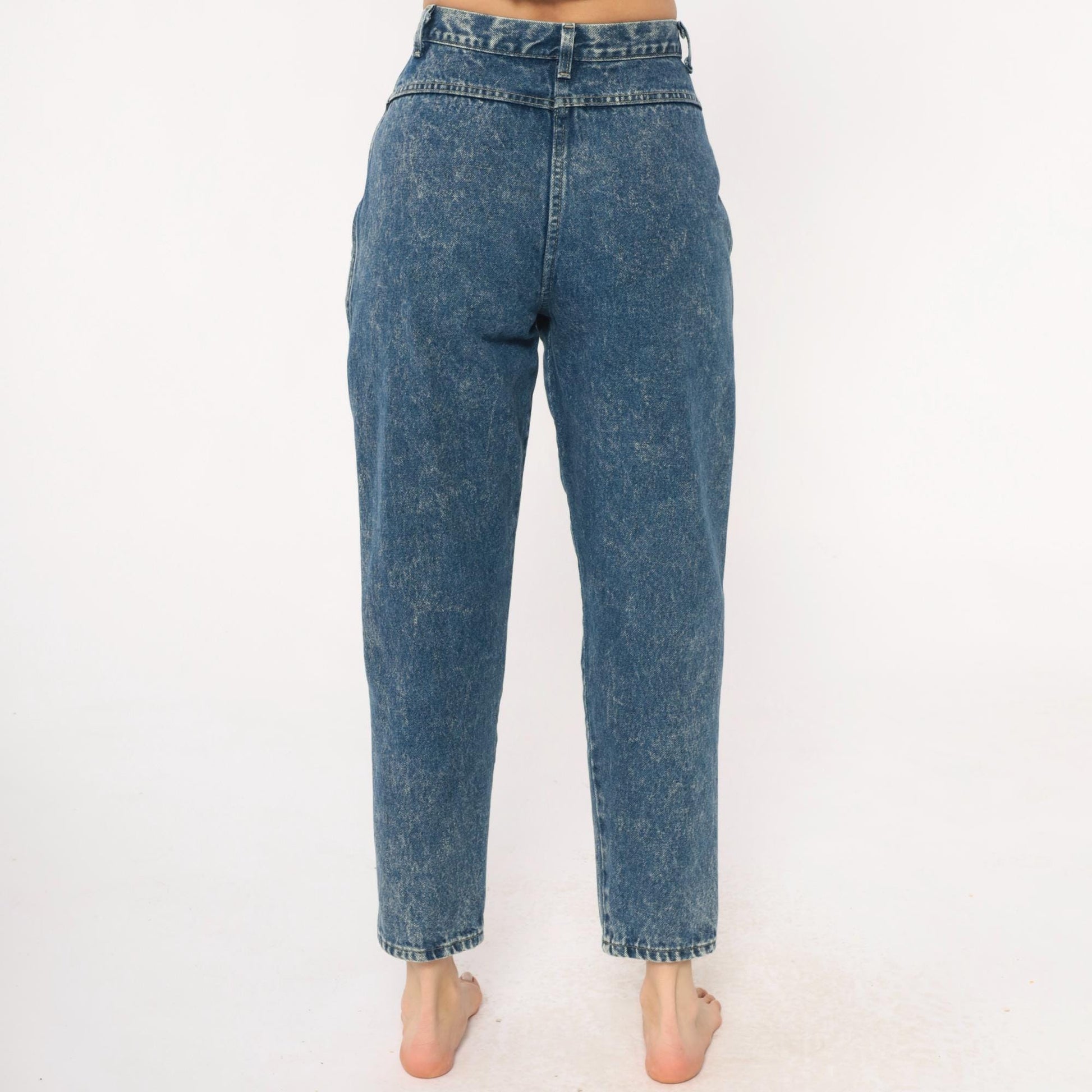 90s Mac Fads High Waist Acid Wash Jeans Pleated Front Tapered Blue Small