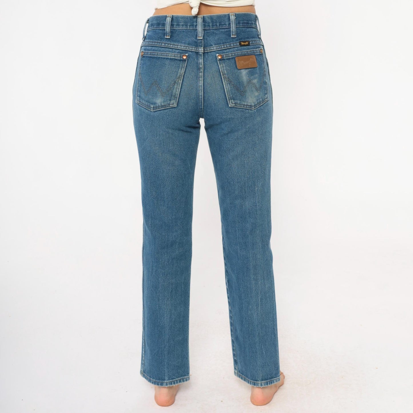 90s Wrangler High Rise Straight Leg Jeans Light Blue Denim 30x32