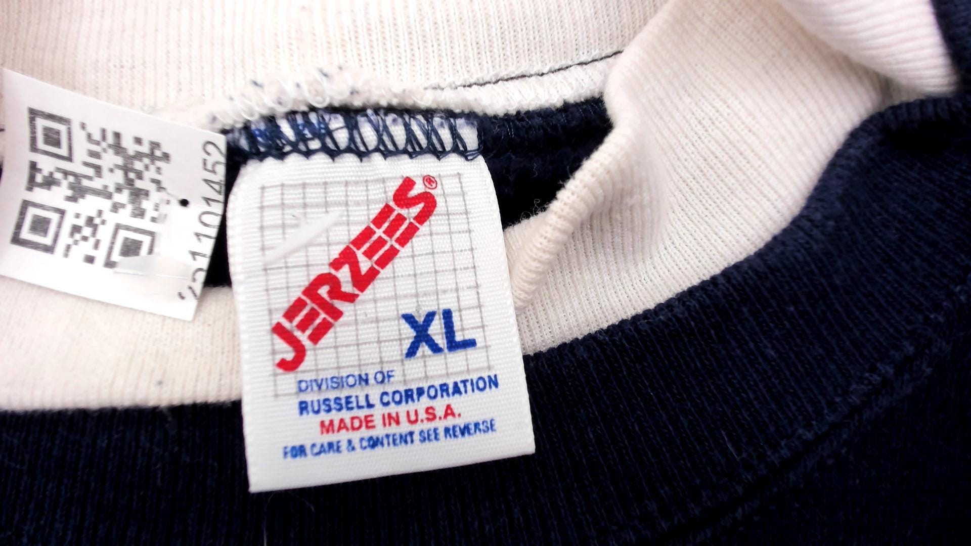 90s Jerzees Navy Plaid Yoke Sweatshirt Burgundy Teal Frayed Crewneck Extra Large XXL
