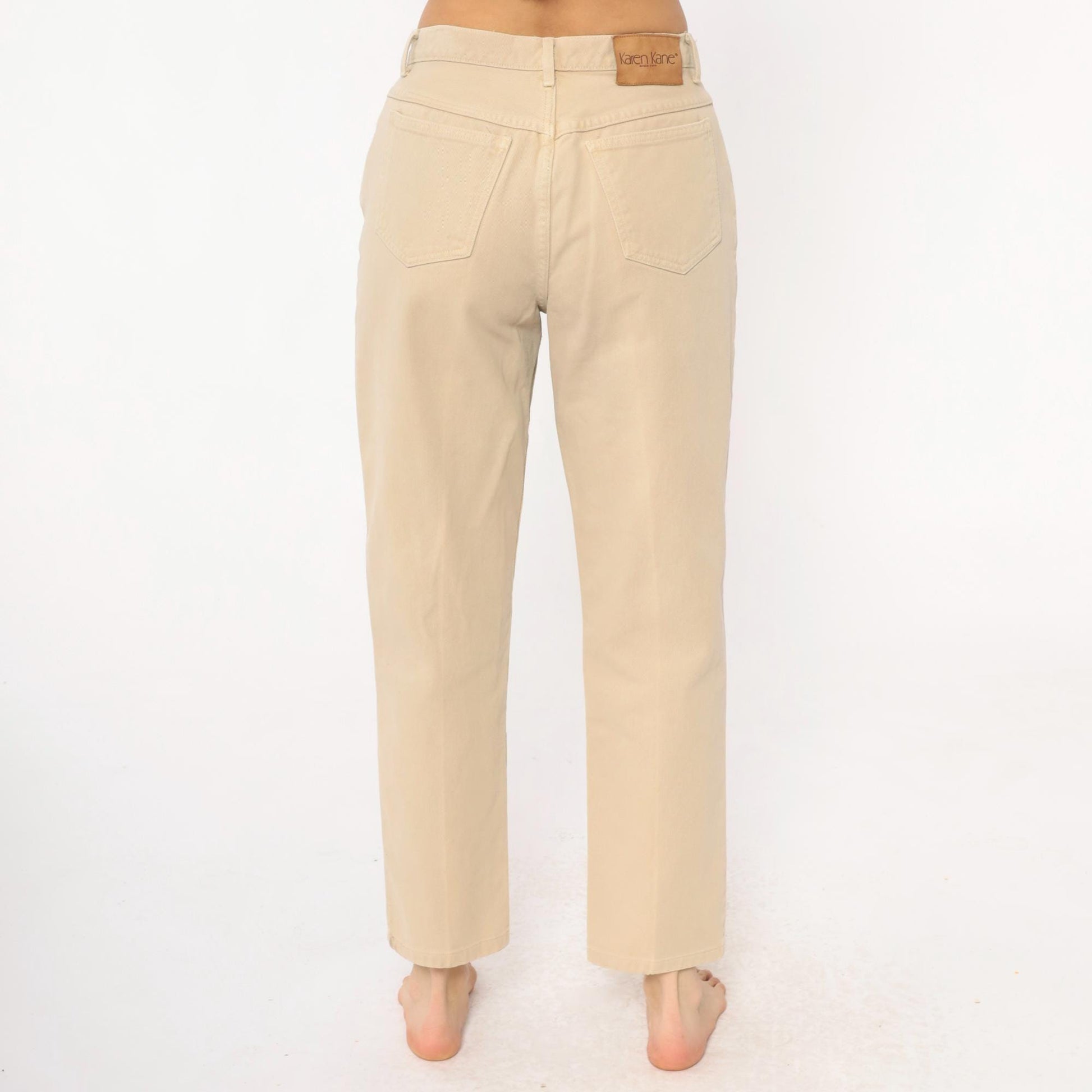 90s Karen Kane Cream High Rise Straight Leg Trousers Medium