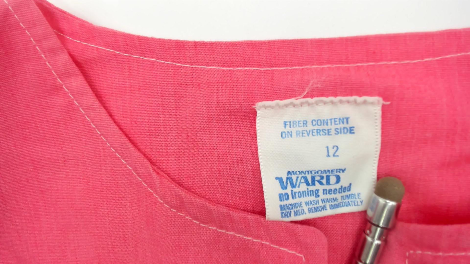 70s Hot Pink Montgomery Ward Mod Mini Dress Zipper Front Sleeveless Small