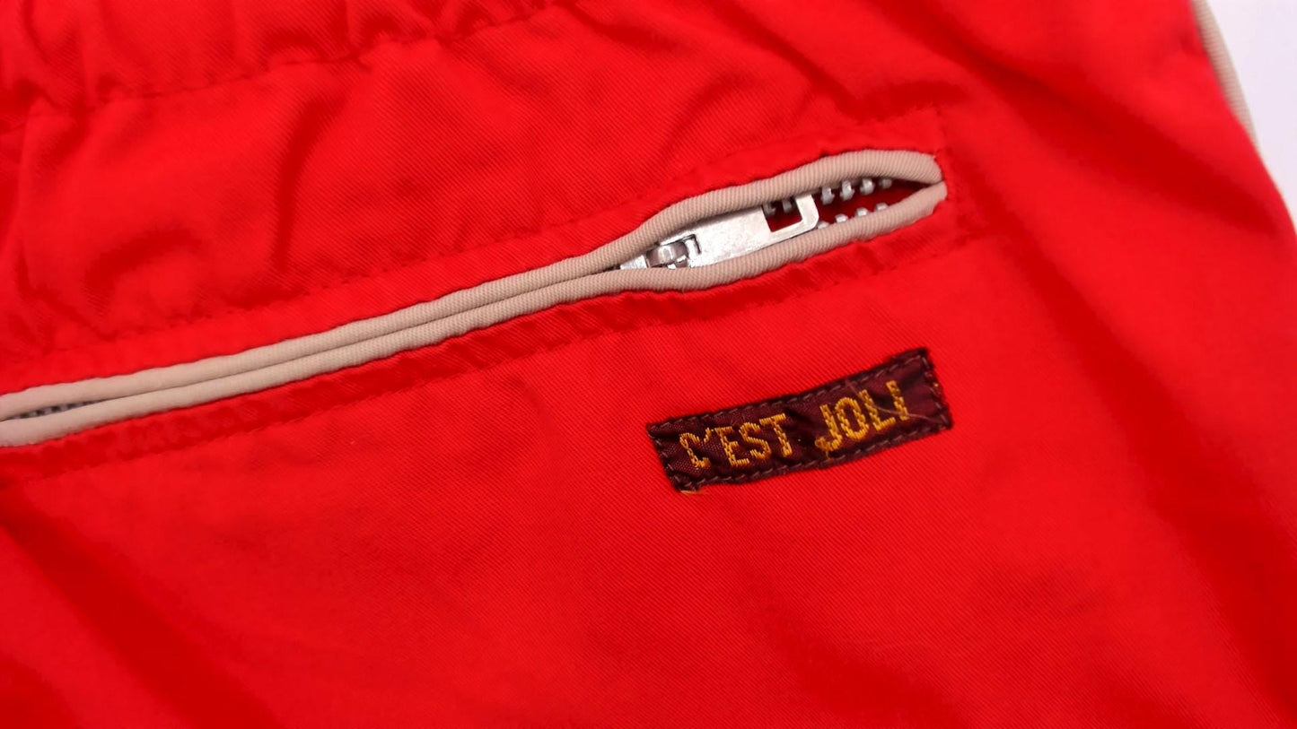 80s C'est Joli Track Pants Coral Red White Stripe Zipper Pockets Small