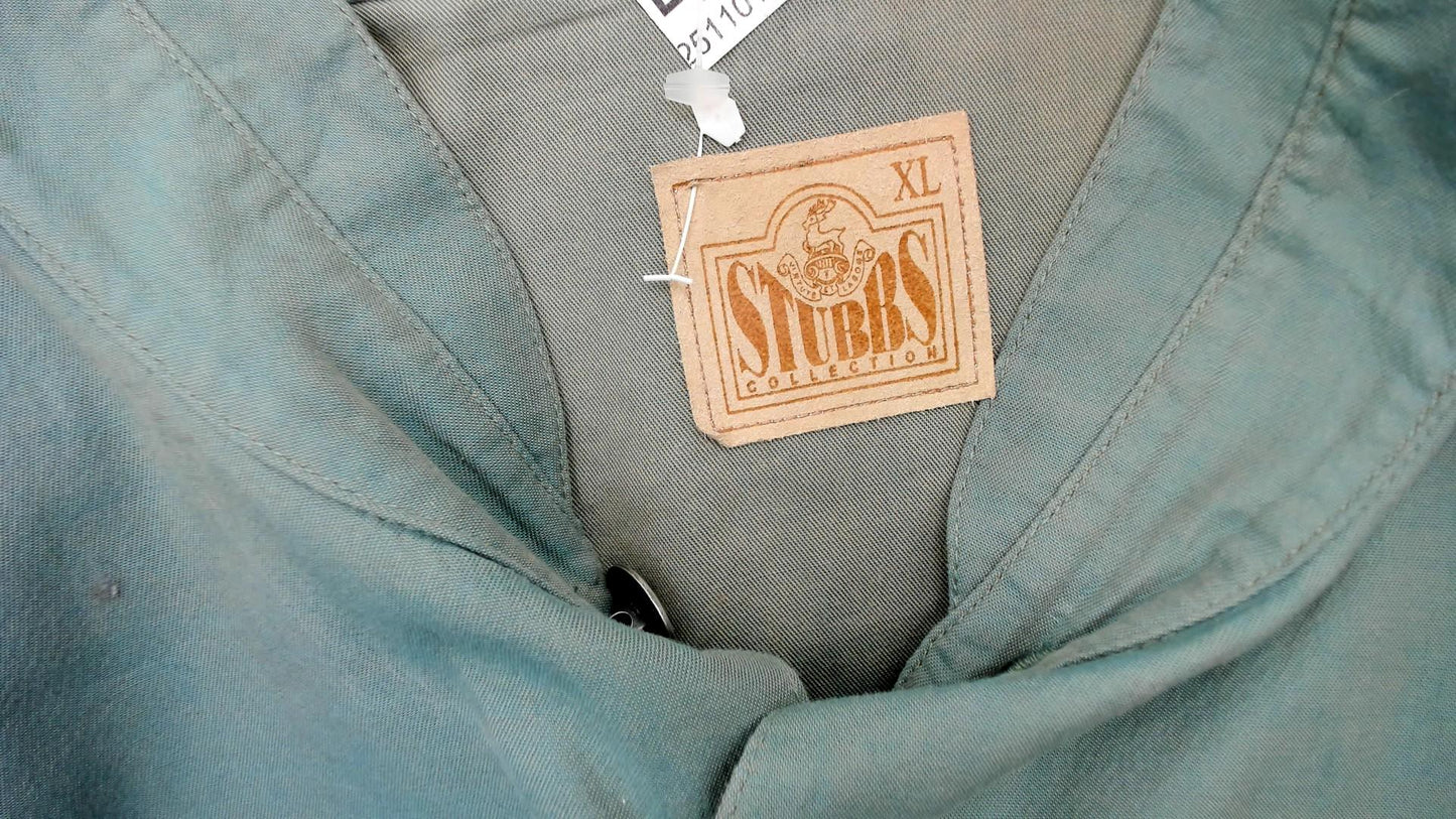 90s Stubbs Sage Green Western Shirt Mandarin Collar Button Front Extra Large XL