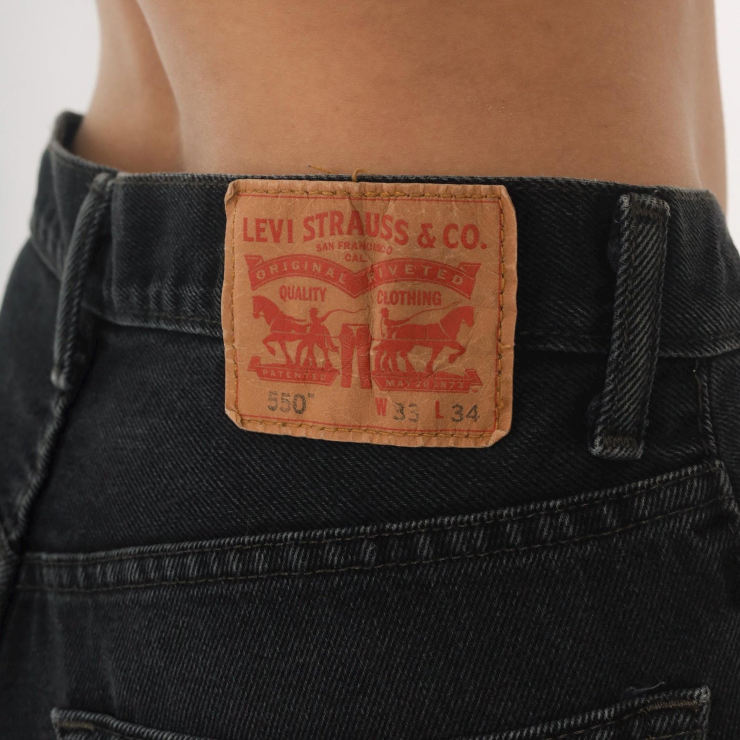 Levi's 550 Black Denim Jeans Y2K Relaxed Fit High Rise 33x34