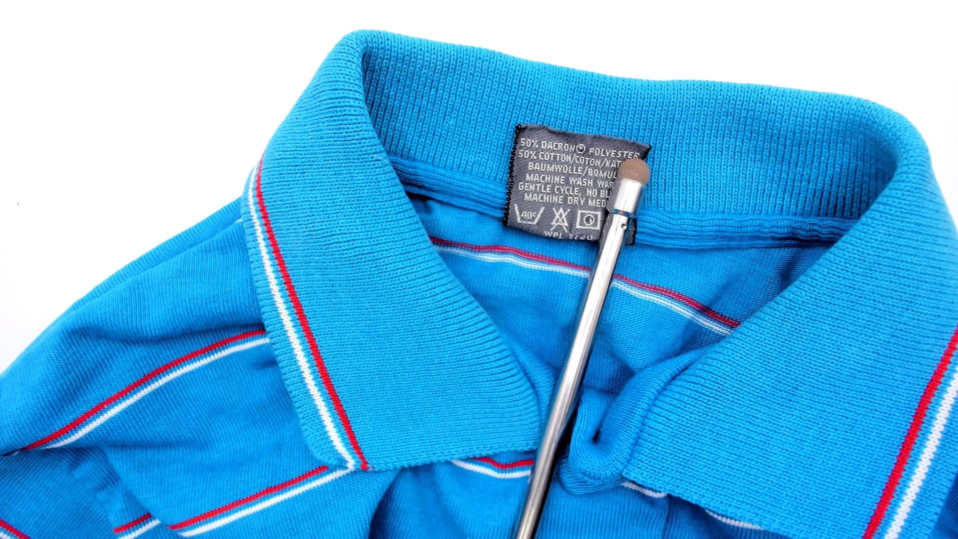 90s Le Tigre Polo Striped Blue Red White Horizontal Collared Shirt Extra Large XL