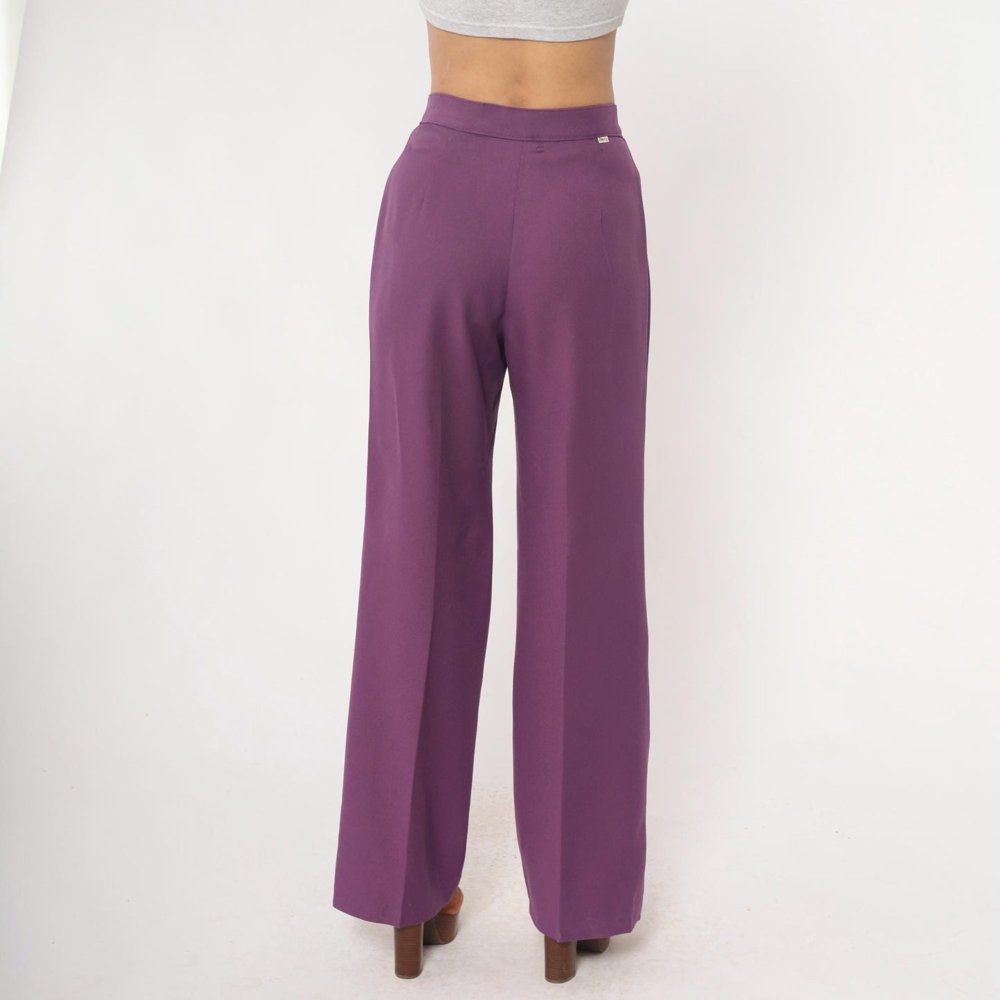 70s Levi's Purple High Waisted Wide Leg Trousers Medium M