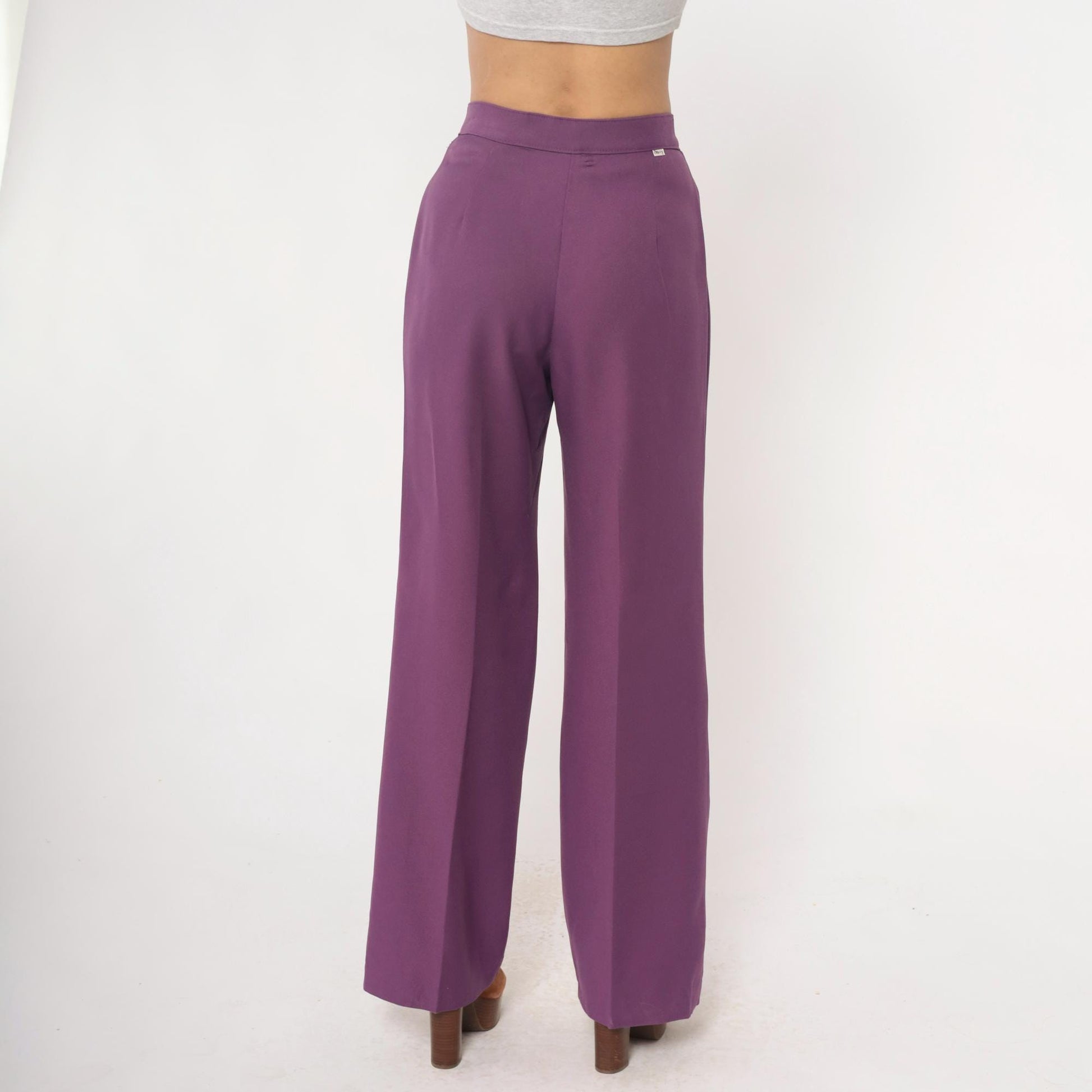 70s Levi's Purple High Waisted Wide Leg Trousers Medium M