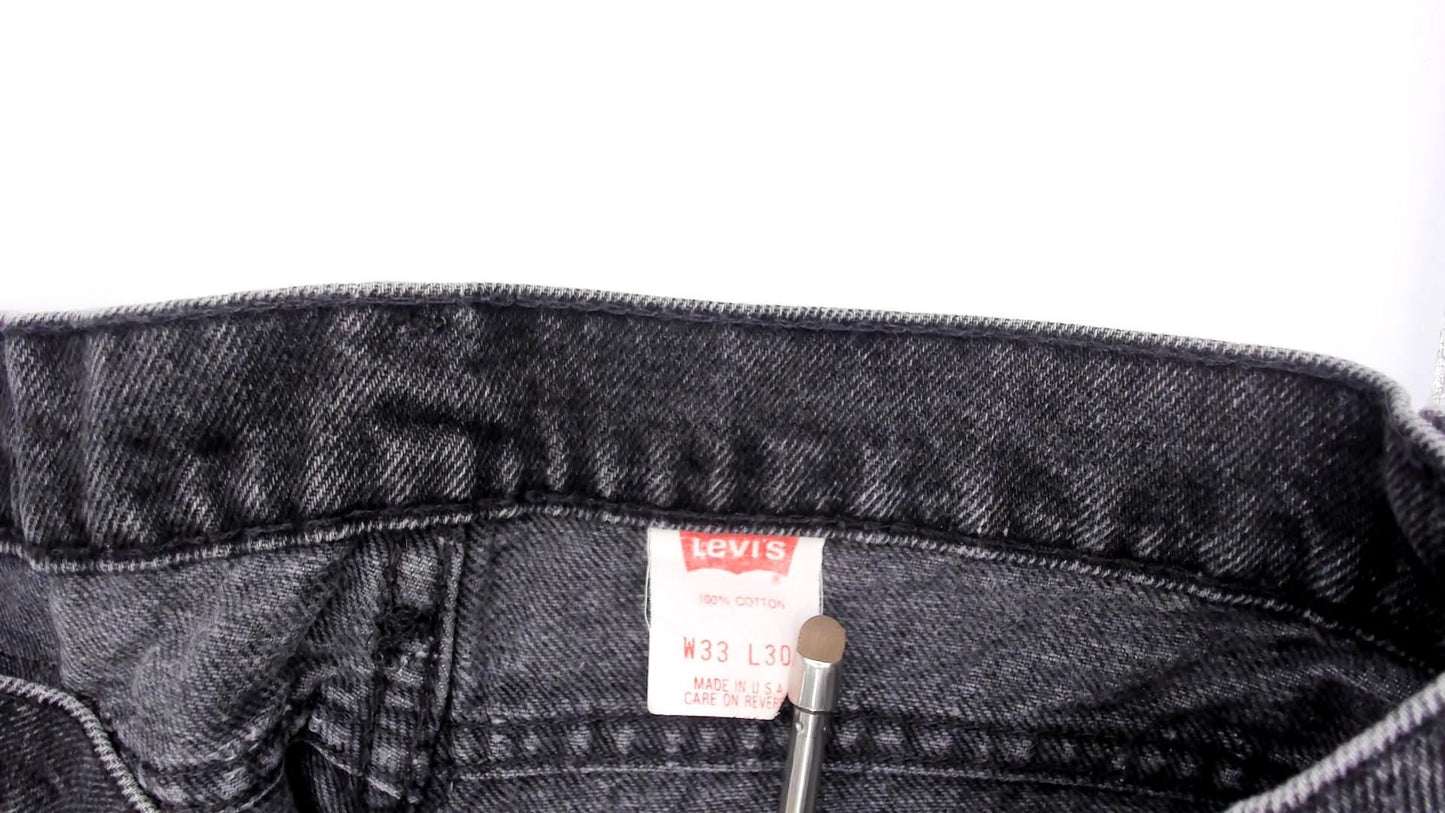 90s Levi's 550 Black Faded Denim High Waist Straight Leg Jeans 33
