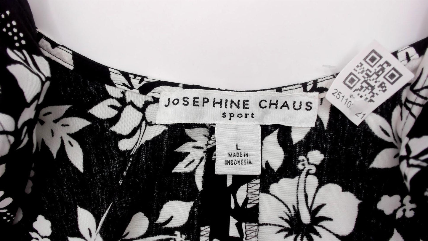 Y2K Josephine Chaus Black Maxi Dress Hibiscus Floral Print Large L