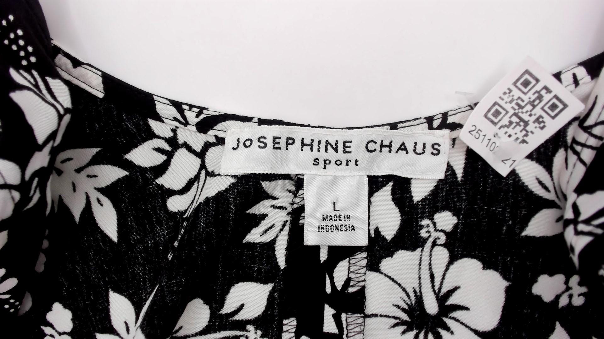 Y2K Josephine Chaus Black Maxi Dress Hibiscus Floral Print Large L