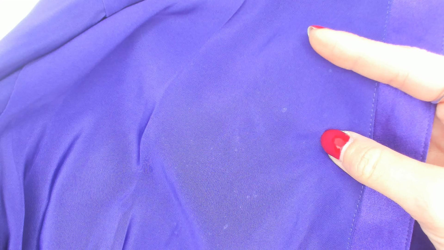 90s Beth Michaels Purple Satin Sleep Shirt Button Front V Neck Knee Length Large L