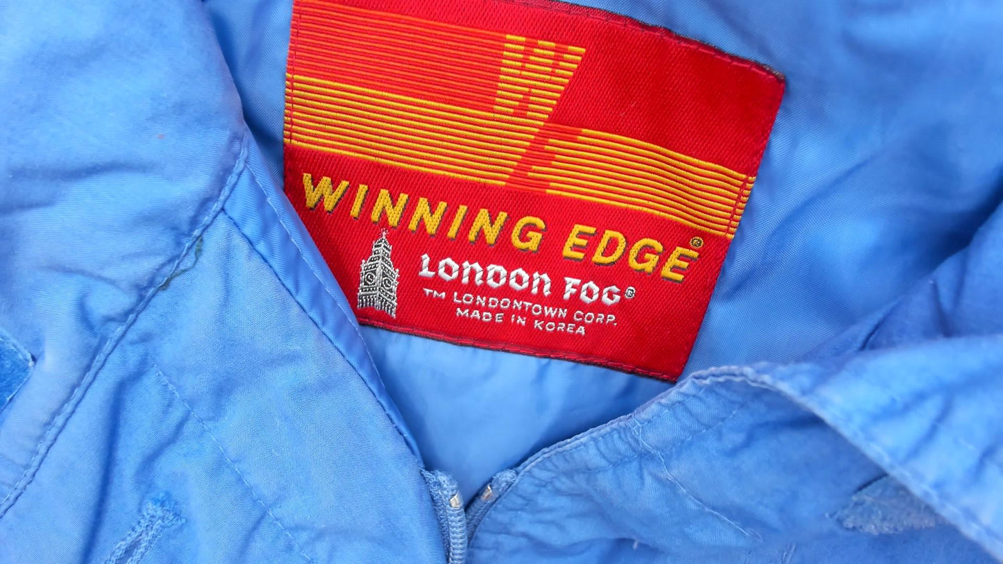 80s London Fog Periwinkle Puffer Jacket Down-Filled Raglan Small