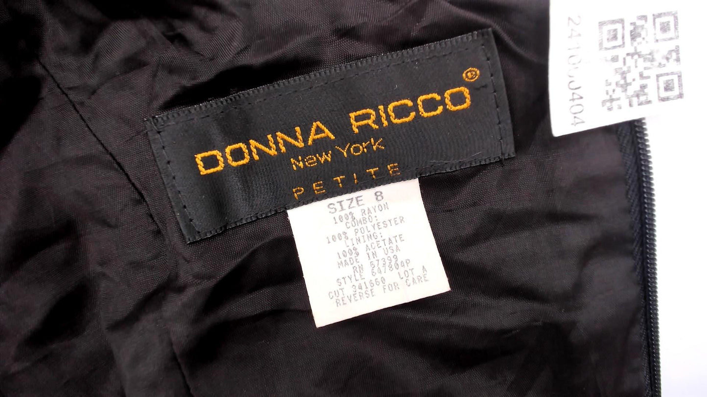 90s Donna Ricco Black Velvet Mini Dress Open Back Bow Medium