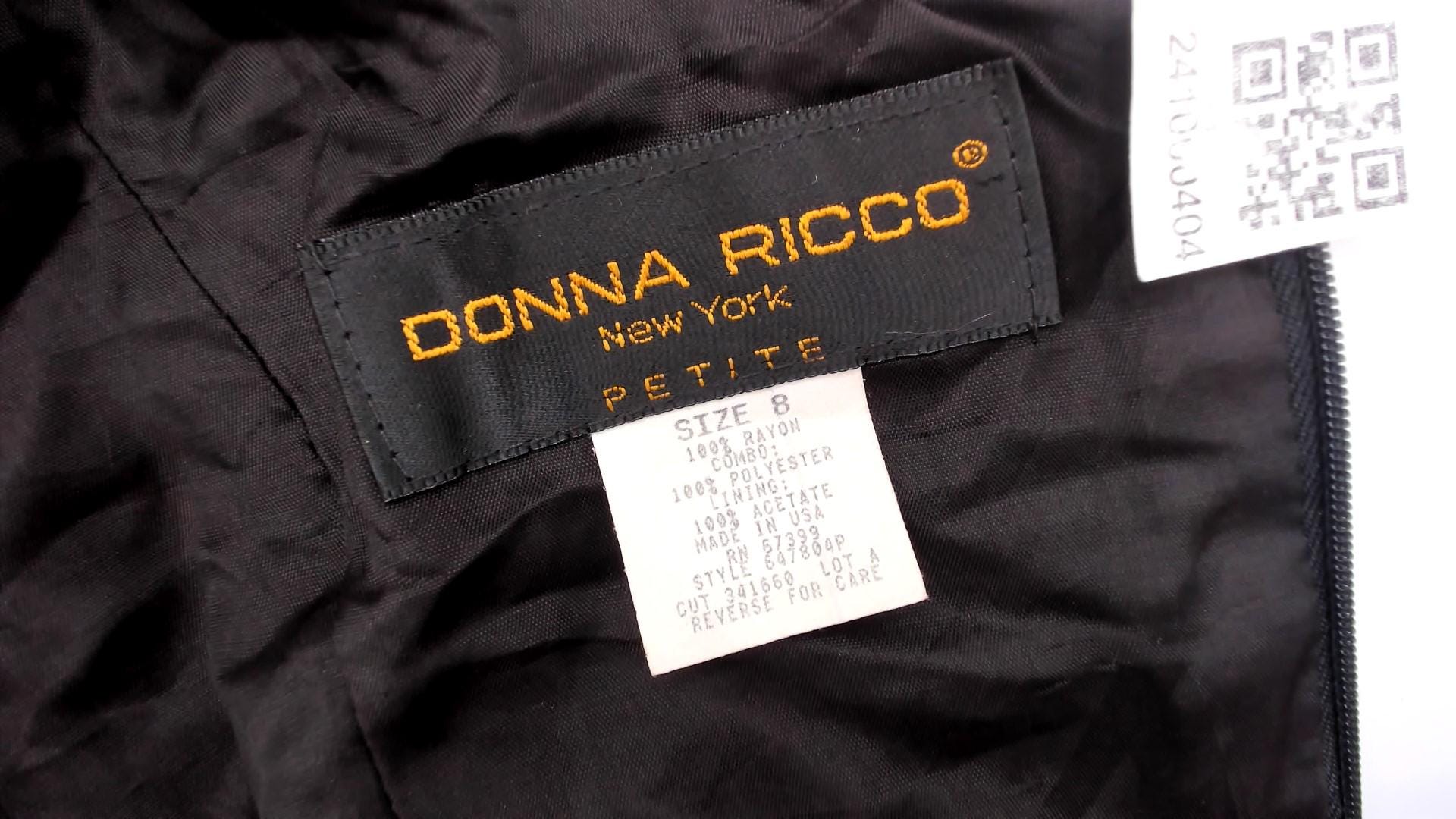 90s Donna Ricco Black Velvet Mini Dress Open Back Bow Medium