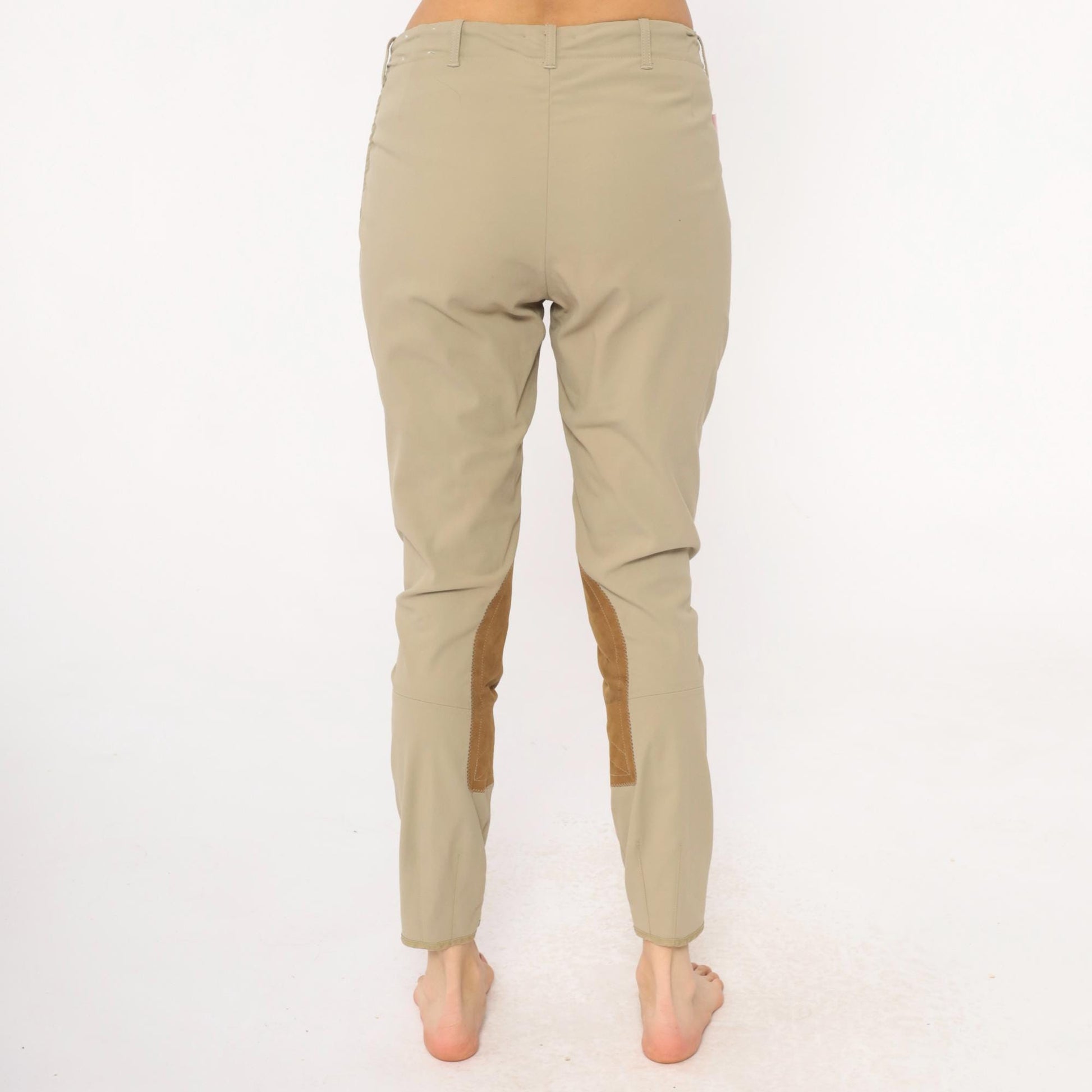80s Tailored Sportsman Equestrian Riding Breeches Beige Tan Suede Knee Patch Medium