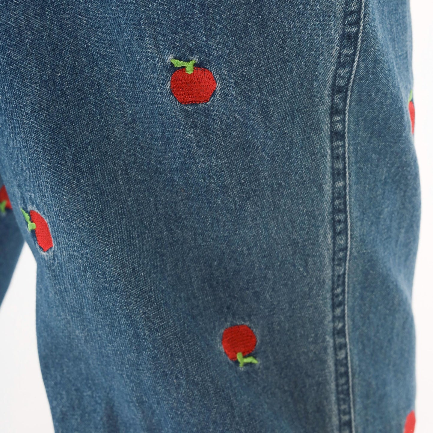 90s Breckenridge Petite Apple Embroidered Jeans Cropped High Waist Blue Small