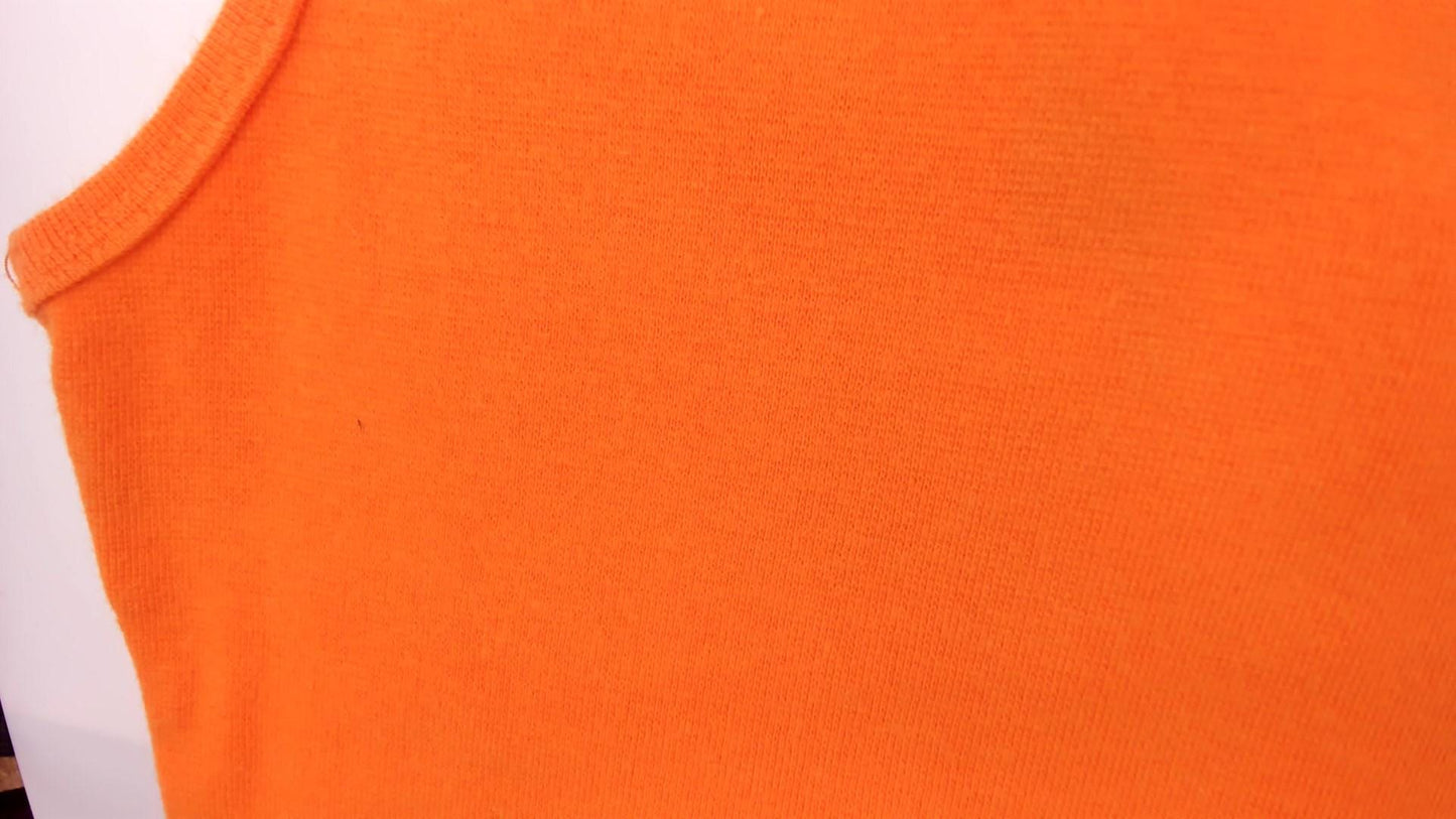 Y2K Orange Ribbed Crop Tank Top Button Front Lettuce Edge Medium M