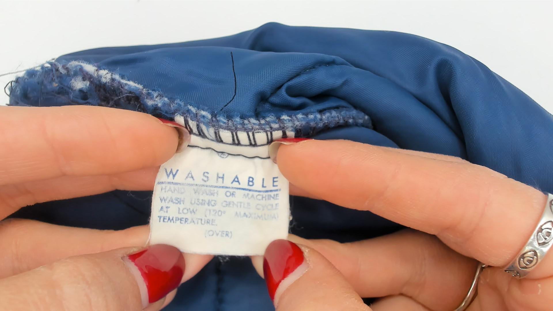 70s Navy Orange Cream Chevron Puffer Jacket Quilted Bomber Ski Coat XS