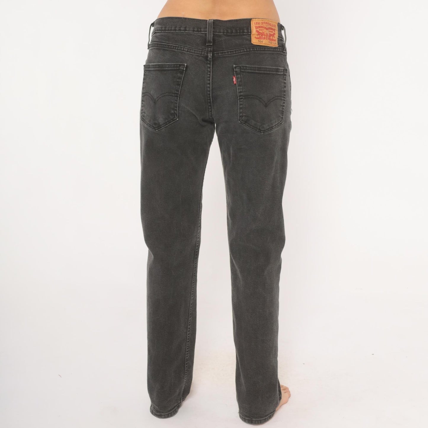Levi's 514 Straight Leg Jeans Faded Black Charcoal Wash Denim W32 L34