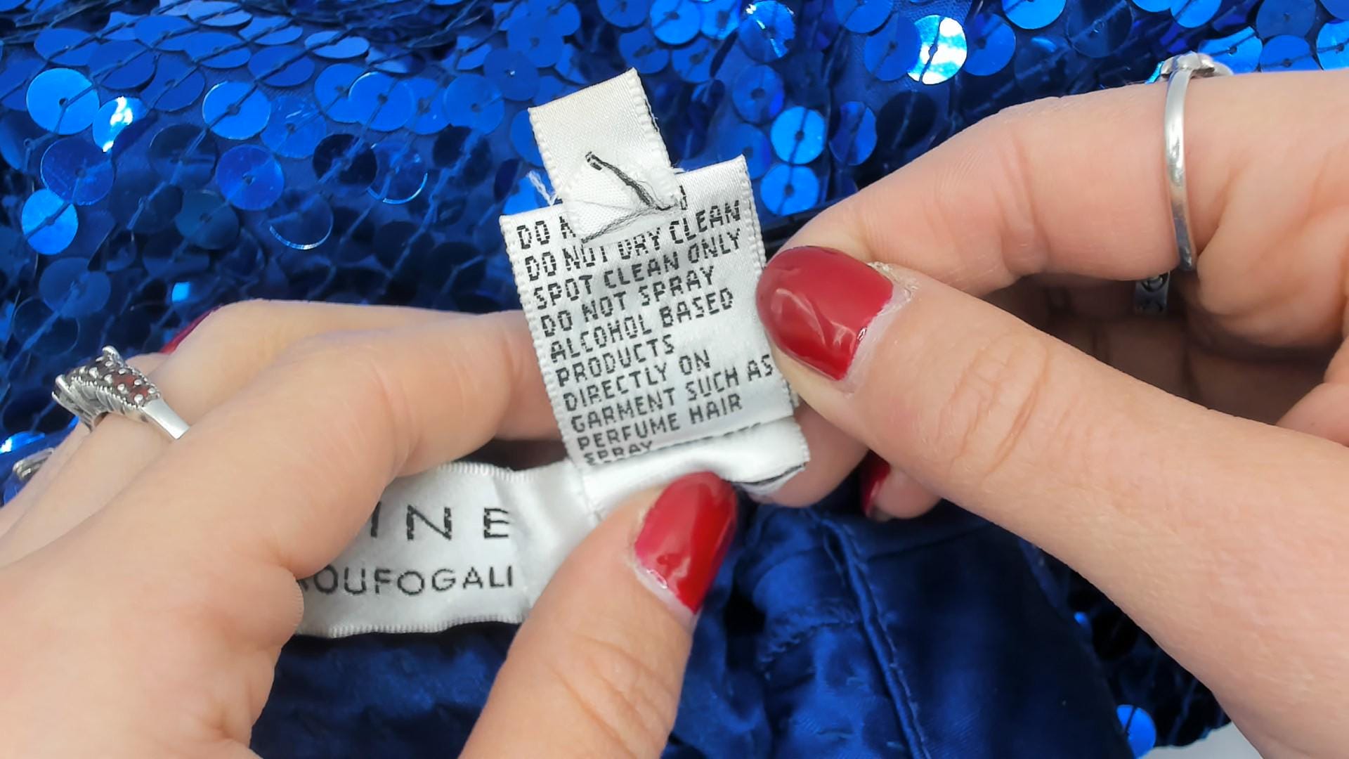80s Niteline Cobalt Sequin Mini Dress Square Neck Double Strap Small S