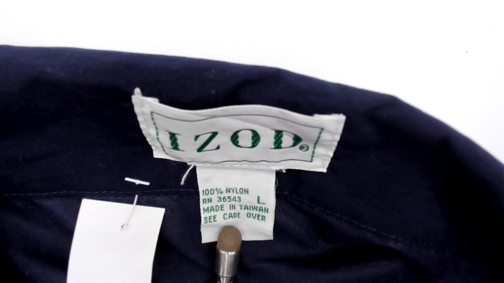 90s Izod Windbreaker Navy White Gold Color Block Half Zip Pullover Large L