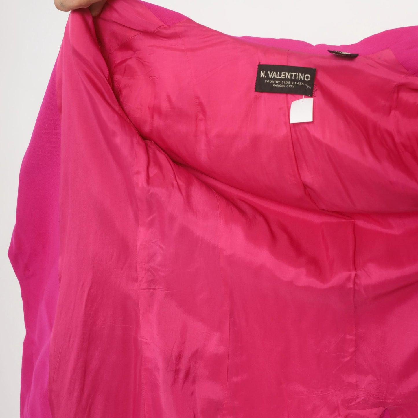 90s N. Valentino Hot Pink Wool Blazer Two-Button Structured Shoulders Medium M