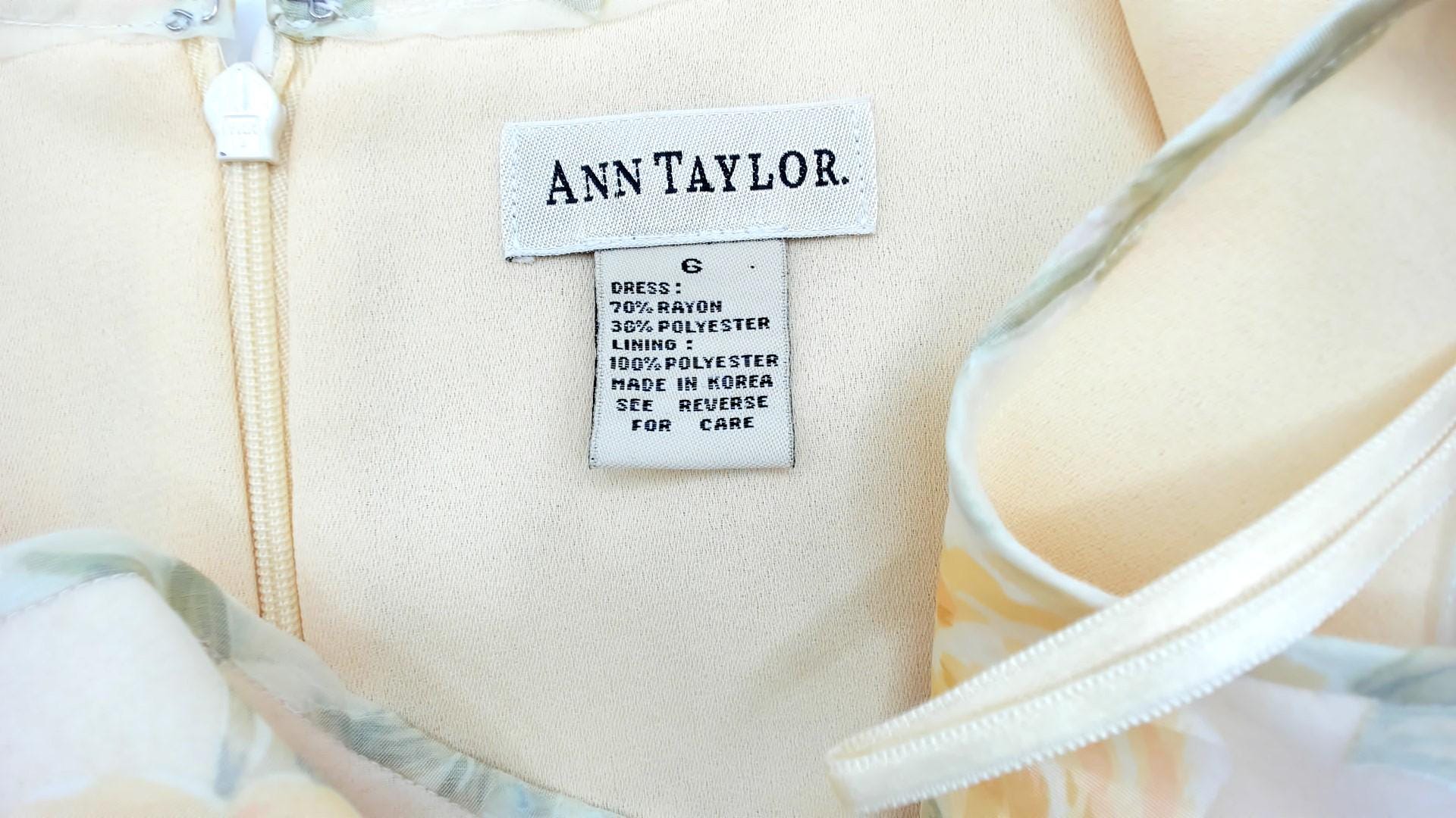 90s Ann Taylor Floral Shift Dress Yellow Scoop Neck Sleeveless Knee Small