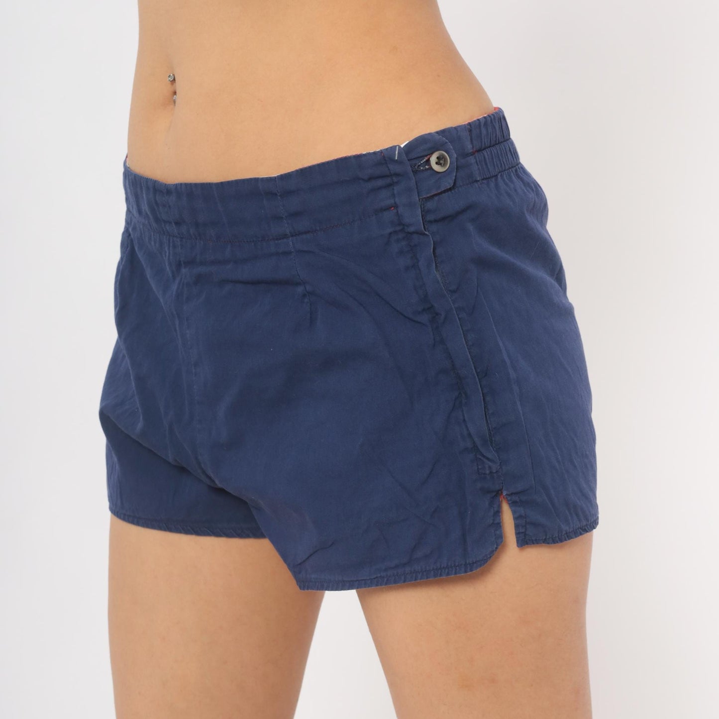 1960s Jantzen Reversible Plaid Shorts Red Navy Cotton Low Rise Medium M
