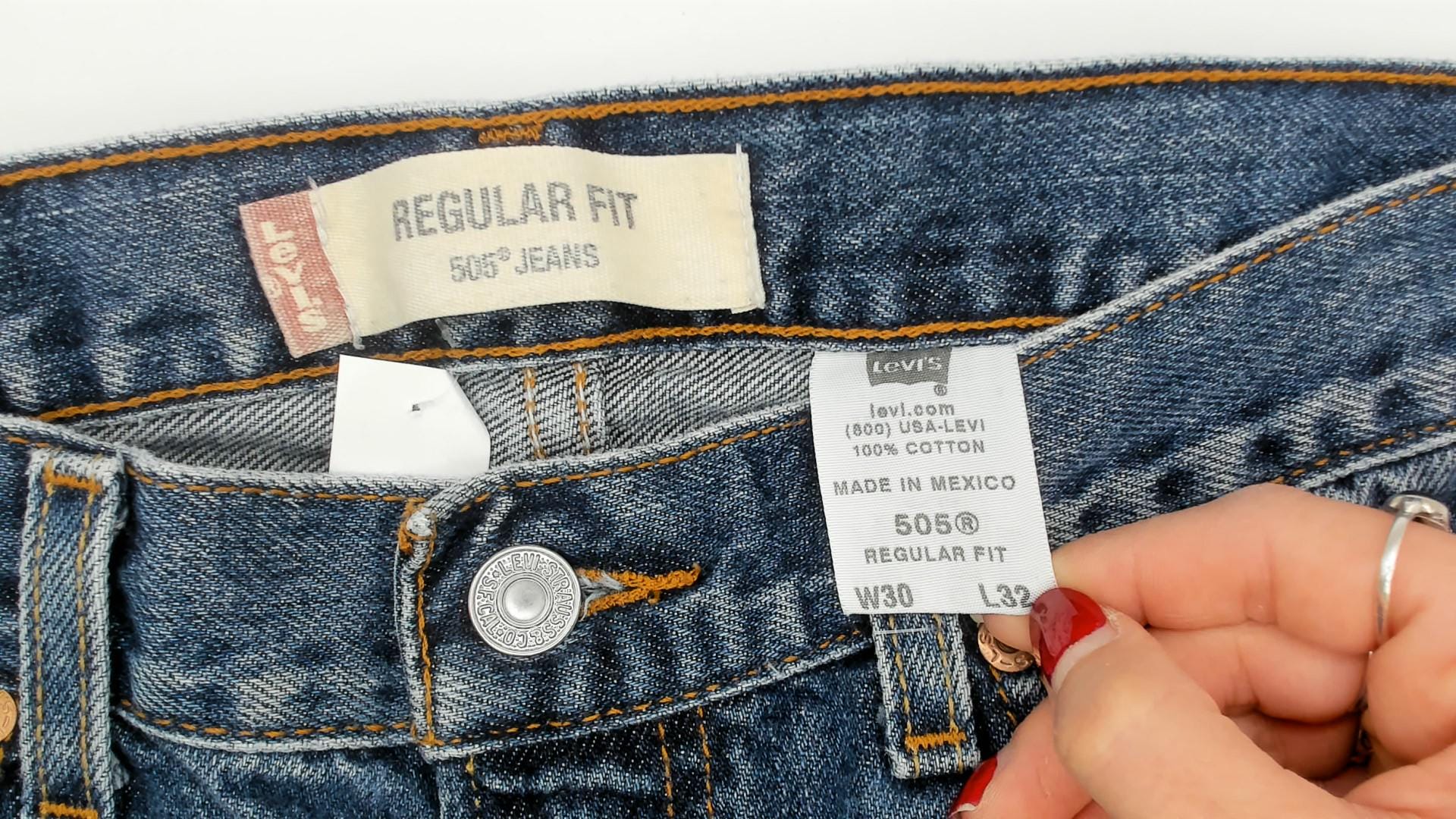 Levi's 505 Straight Leg Jeans Medium Wash High Rise Cotton Denim W30 L32