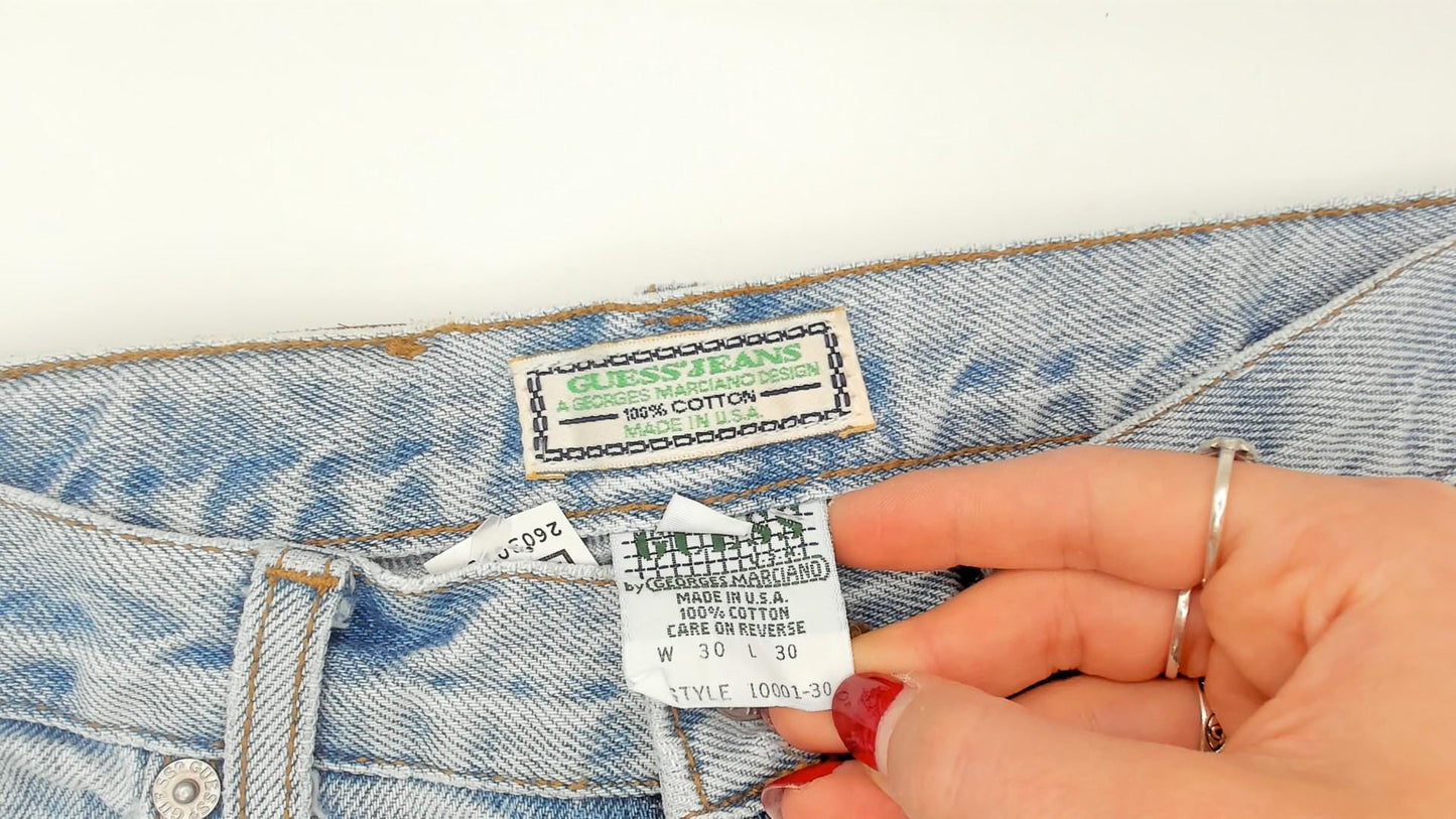 90s Guess Jeans Light Wash High Waisted Straight Leg Crop Denim W30 L30