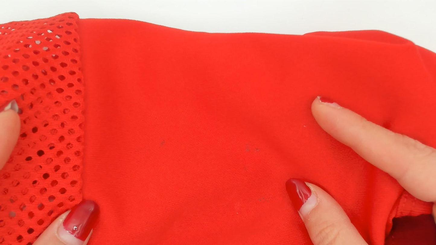 90s Russell Athletic Mesh Football Jersey Red Graphic Crop Medium