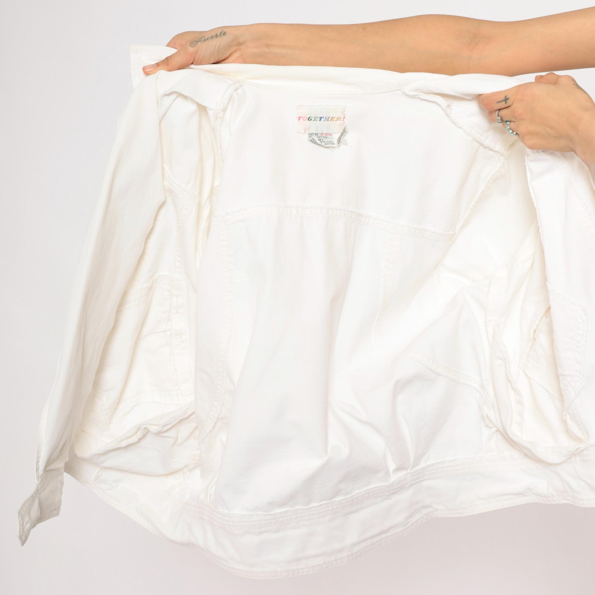 80s Together White Cotton Wrap Jacket Cropped Blouson Medium M