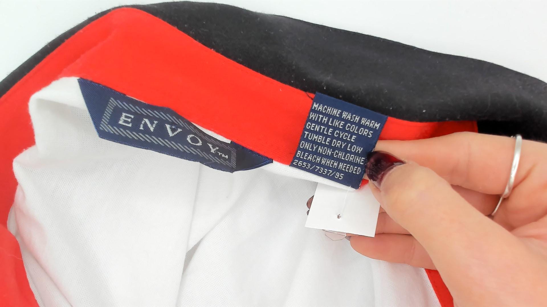80s Envoy Colour Block Polo Chevron White Black Red Plus Size XXL