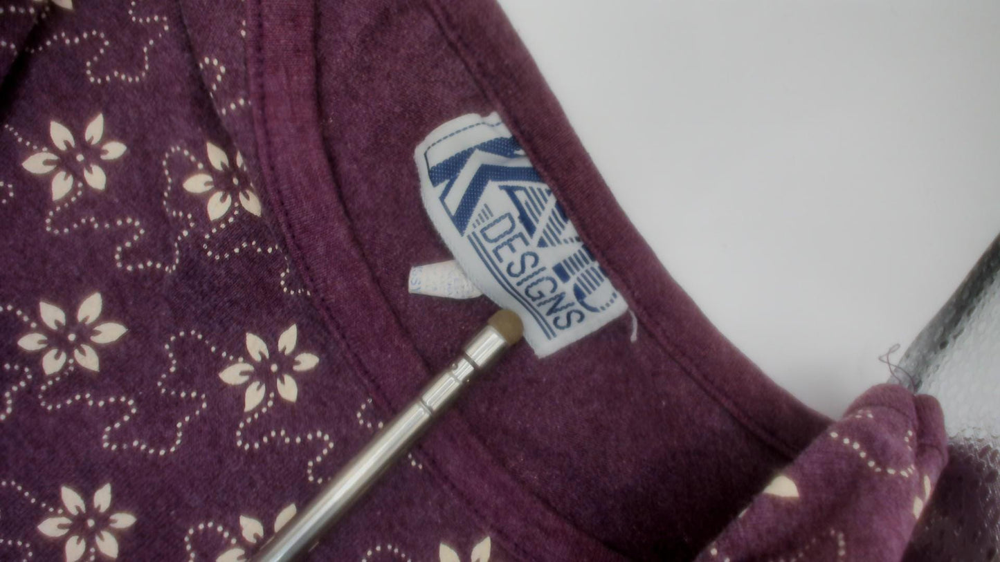 90s Kavio Designs Floral Tee Plum Ditsy Print Cotton Tunic Large L