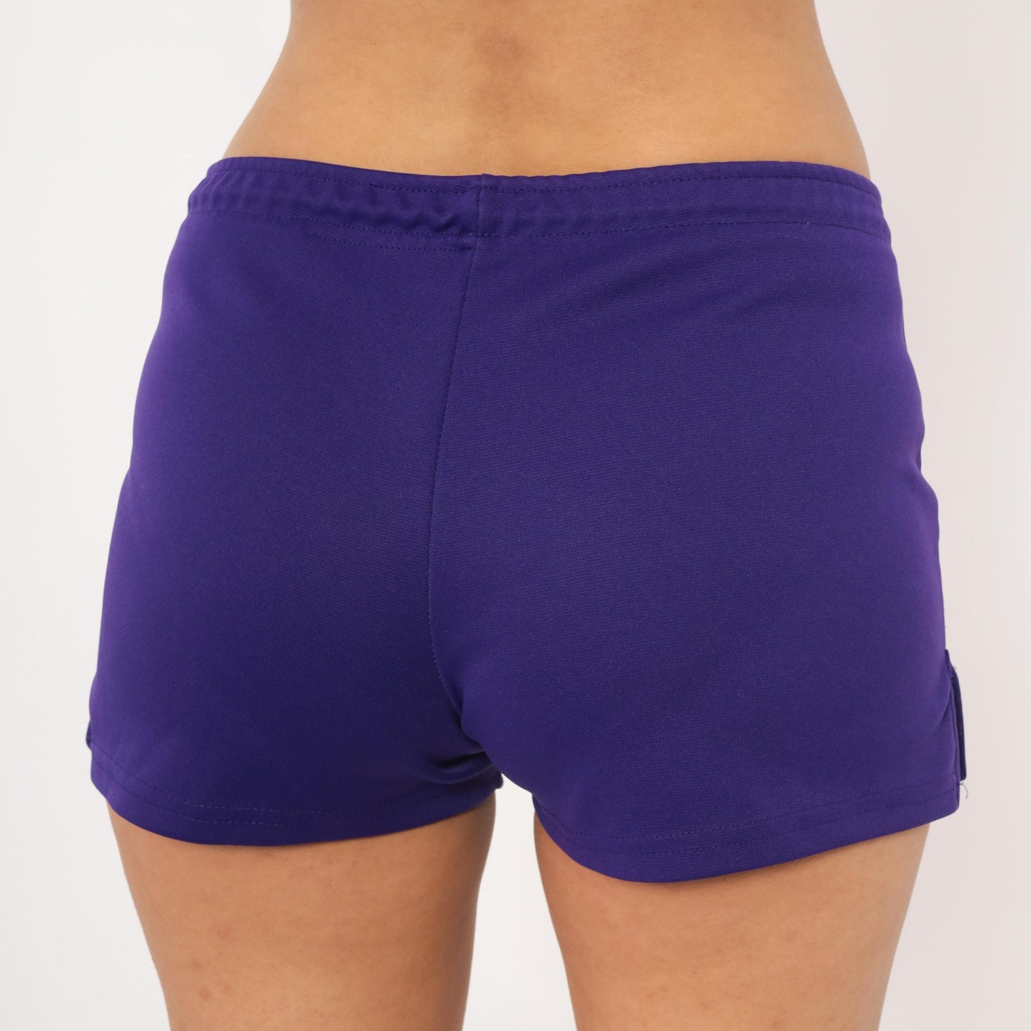 90s Varsity Purple Athletic Shorts Low-Rise Mini Elastic Waist Small S