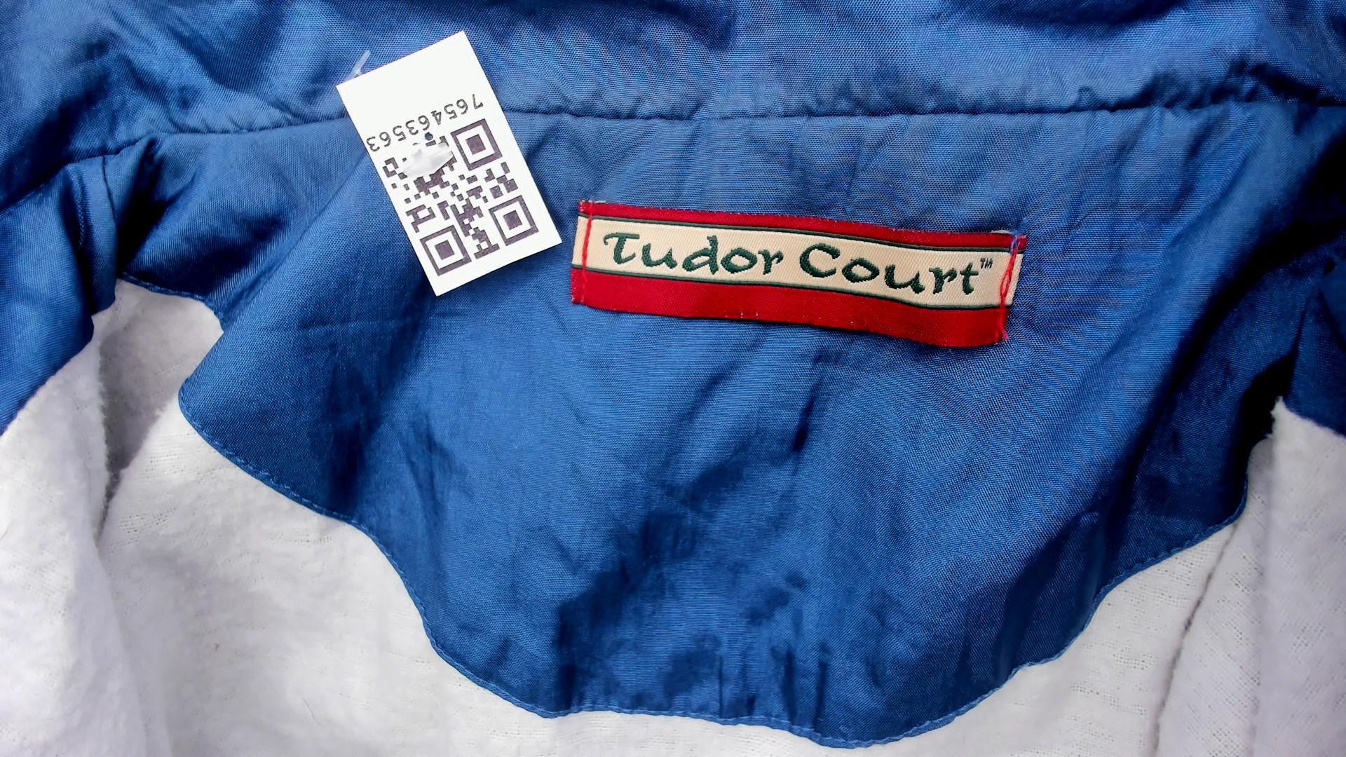 80s Tudor Court Windbreaker Jacket Steel Blue Nylon Coach Coat Large L