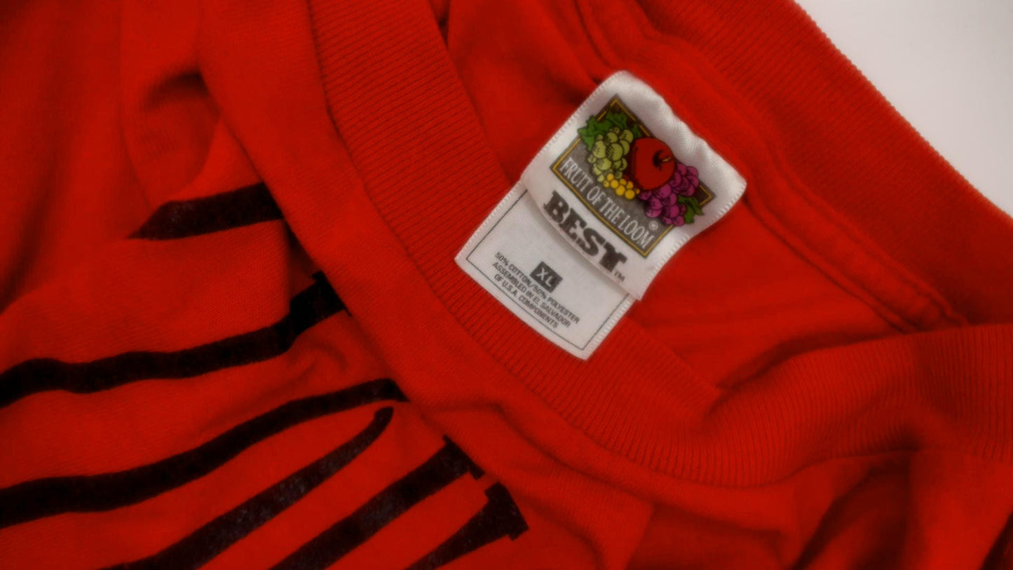 90s Lloyd's Marathon Tee Fruit of the Loom Red Graphic Coach Crewneck Extra Large XL