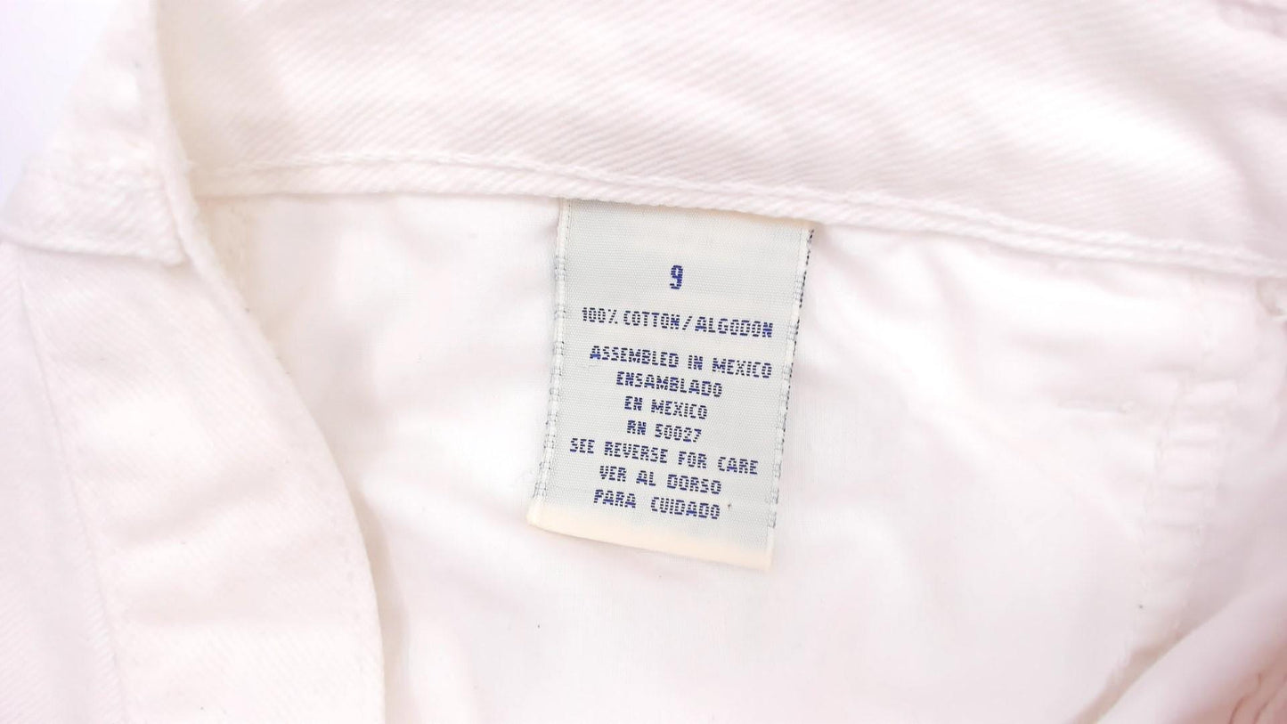 90s Arizona Jeans White Denim Shorts High Waist Cuffed Cotton Small S
