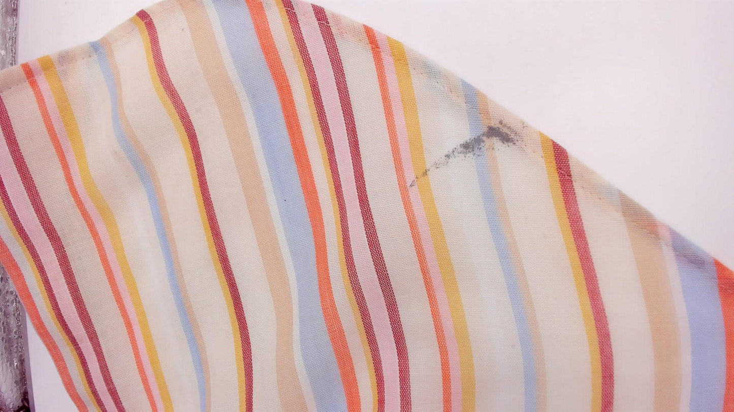 70s Brookdale Striped Camp Shirt Pastel Rainbow Cotton Notched Collar Medium