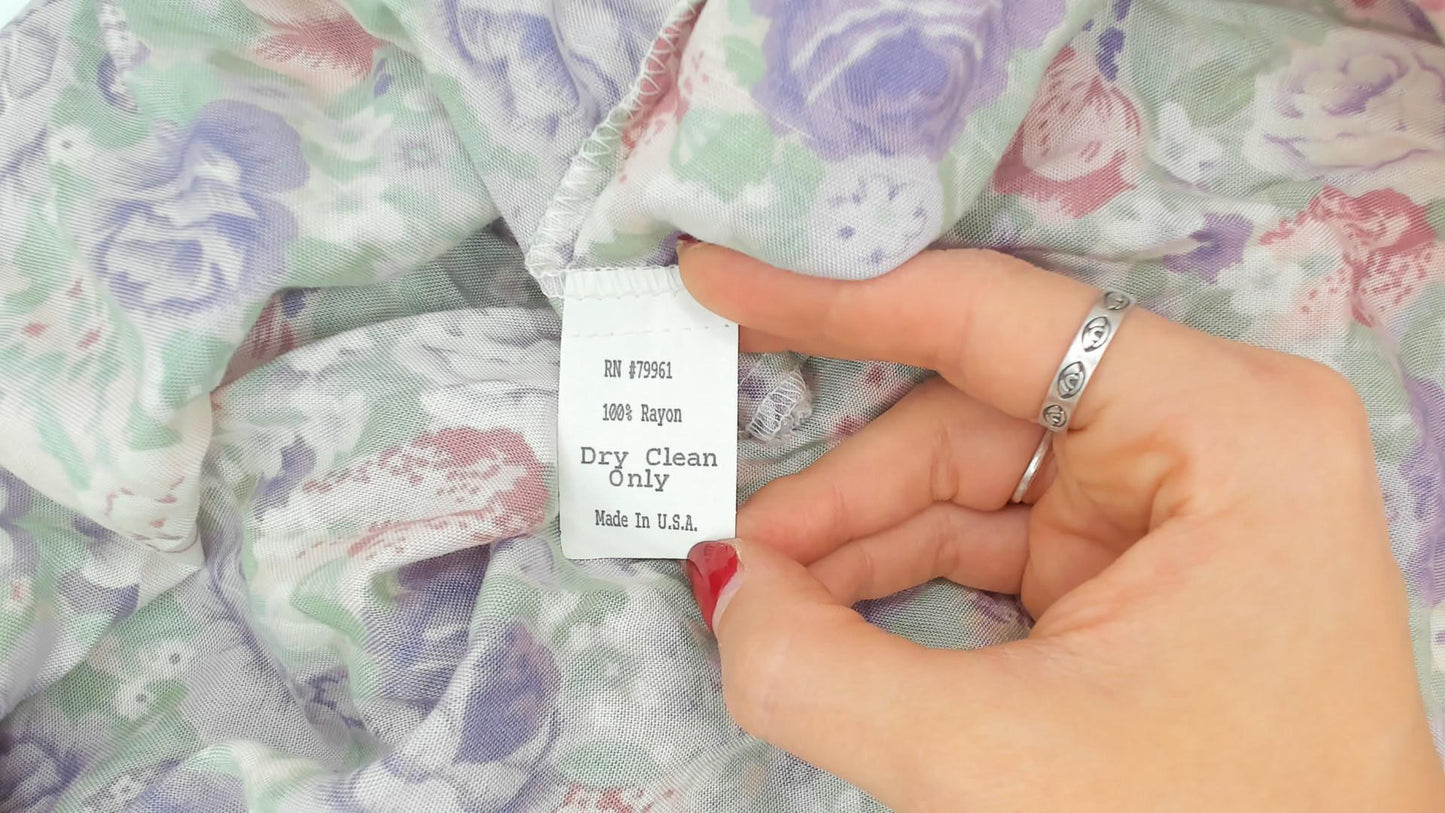 90s J Jill Floral Maxi Dress Lace Peter Pan Collar Plus Size XXL