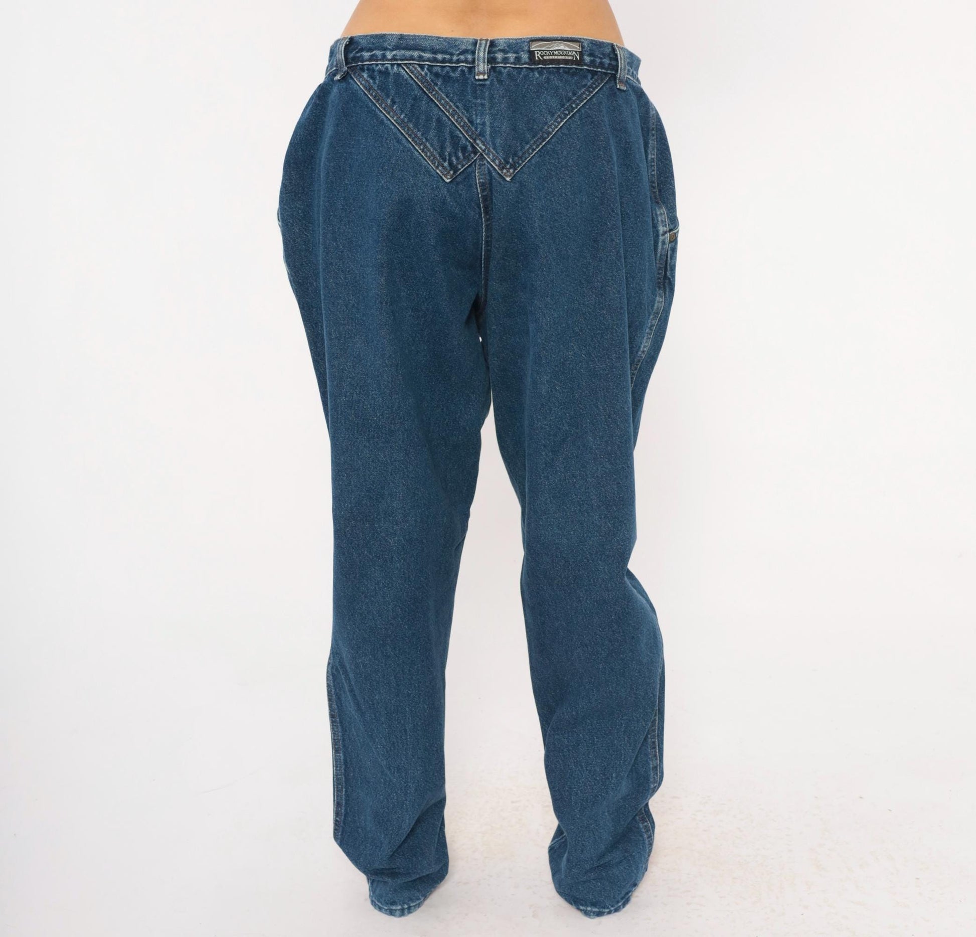 90s Rocky Mountain High Waisted Denim Jeans Cobalt Blue Tapered Straight Leg 34x31