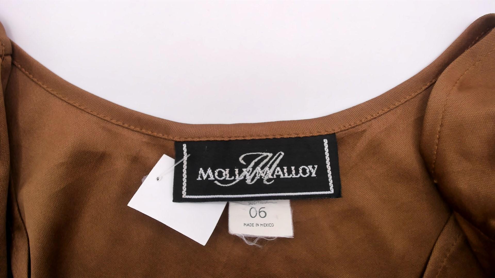 90s Molly Malloy Midi Dress Brown Tan Tribal Print Empire Waist Small
