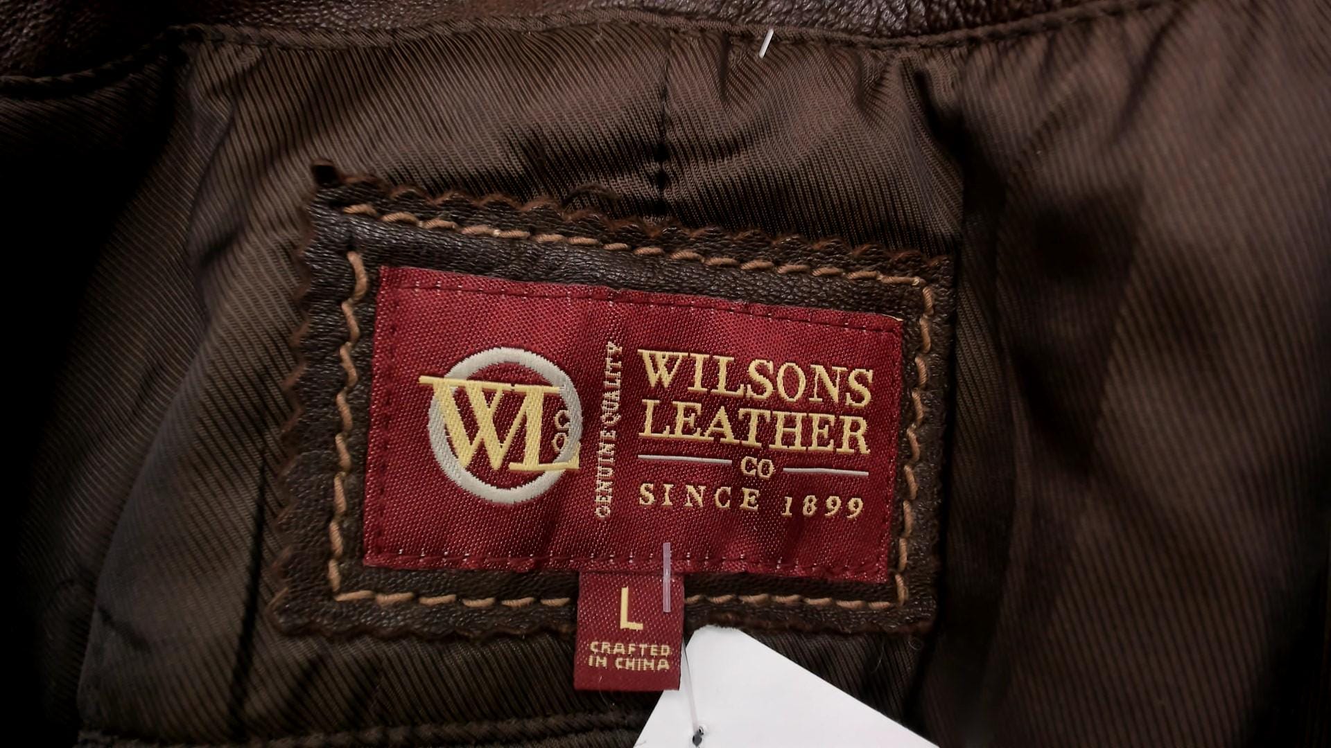 Y2K Wilsons Brown Leather Moto Jacket Paneled Spread Collar Large L
