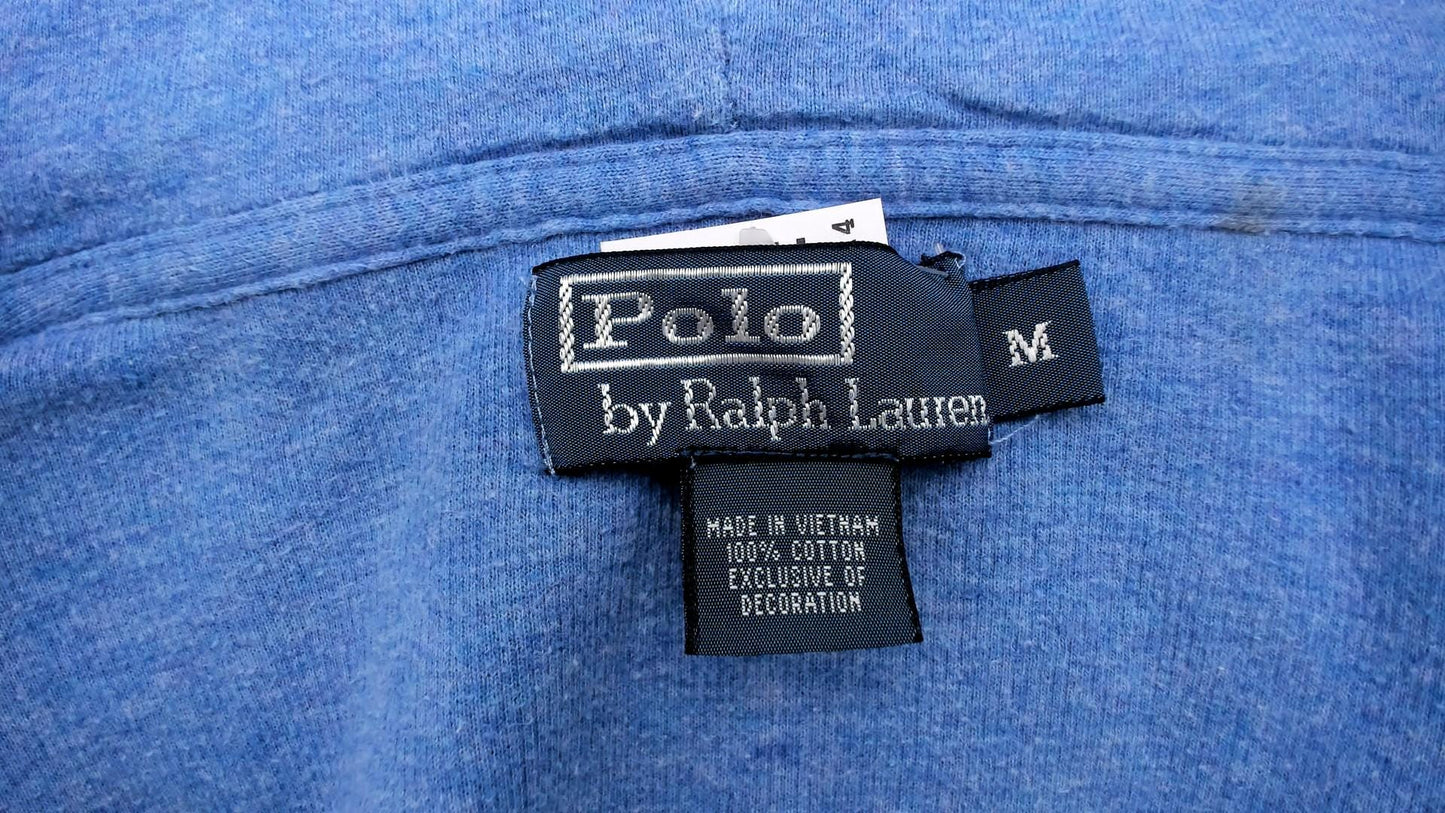90s Polo Ralph Lauren Zip-Up Hoodie Sky Blue Cotton Medium M