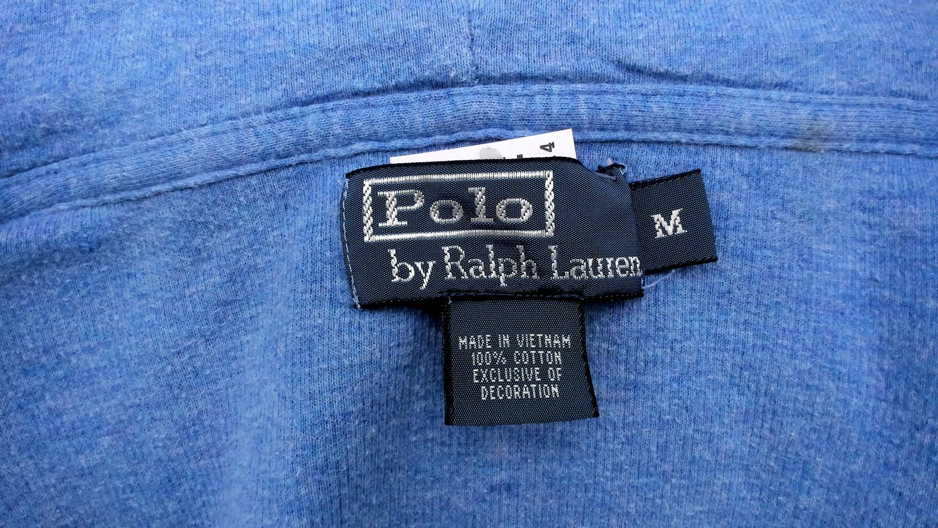 90s Polo Ralph Lauren Zip-Up Hoodie Sky Blue Cotton Medium M